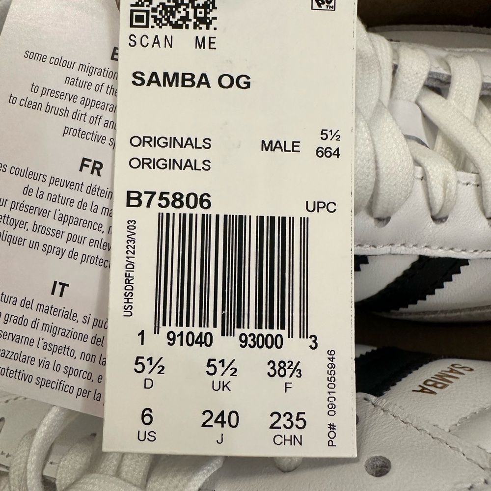 adidas White Leather Sneakers with Black Three Stripes - Picture 2 of 3